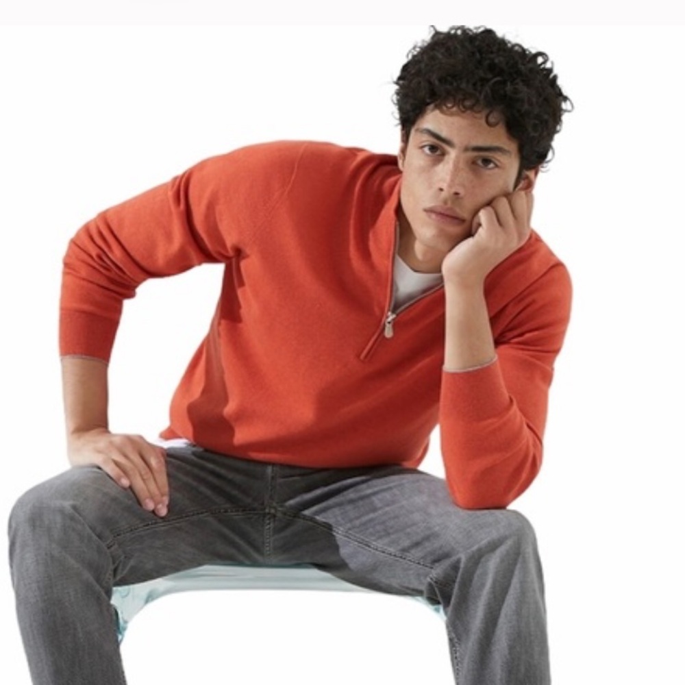 Brandini vintage Men’s burnt orange 1/2 Zip Sweater—Size Medium